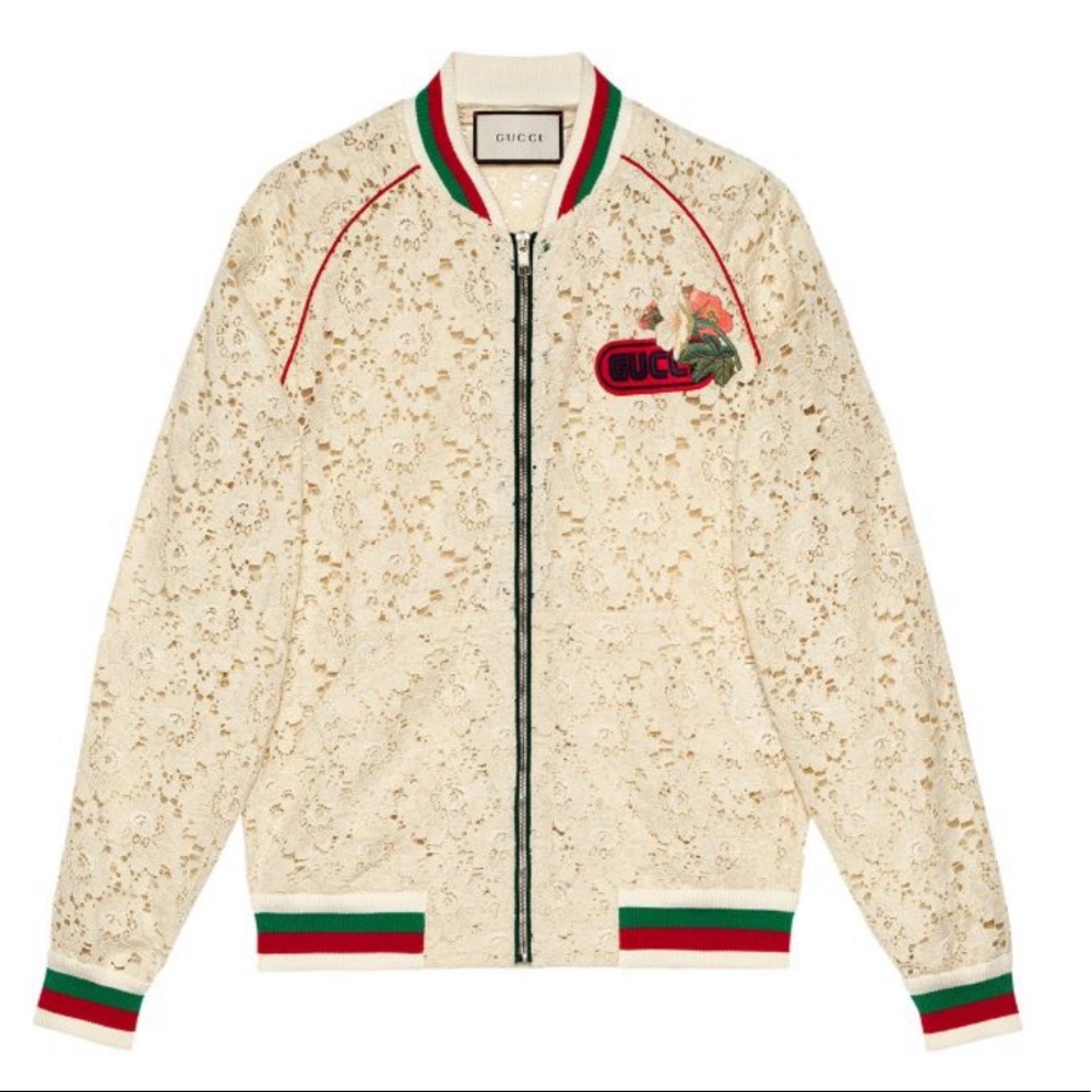 Gucci Lace Floral Bomber Jacket